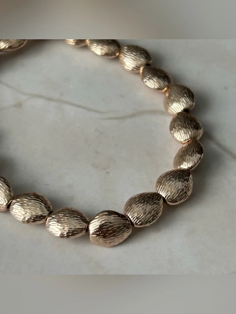 Rose Gold Tone Textured Bead Stretch Bracelet